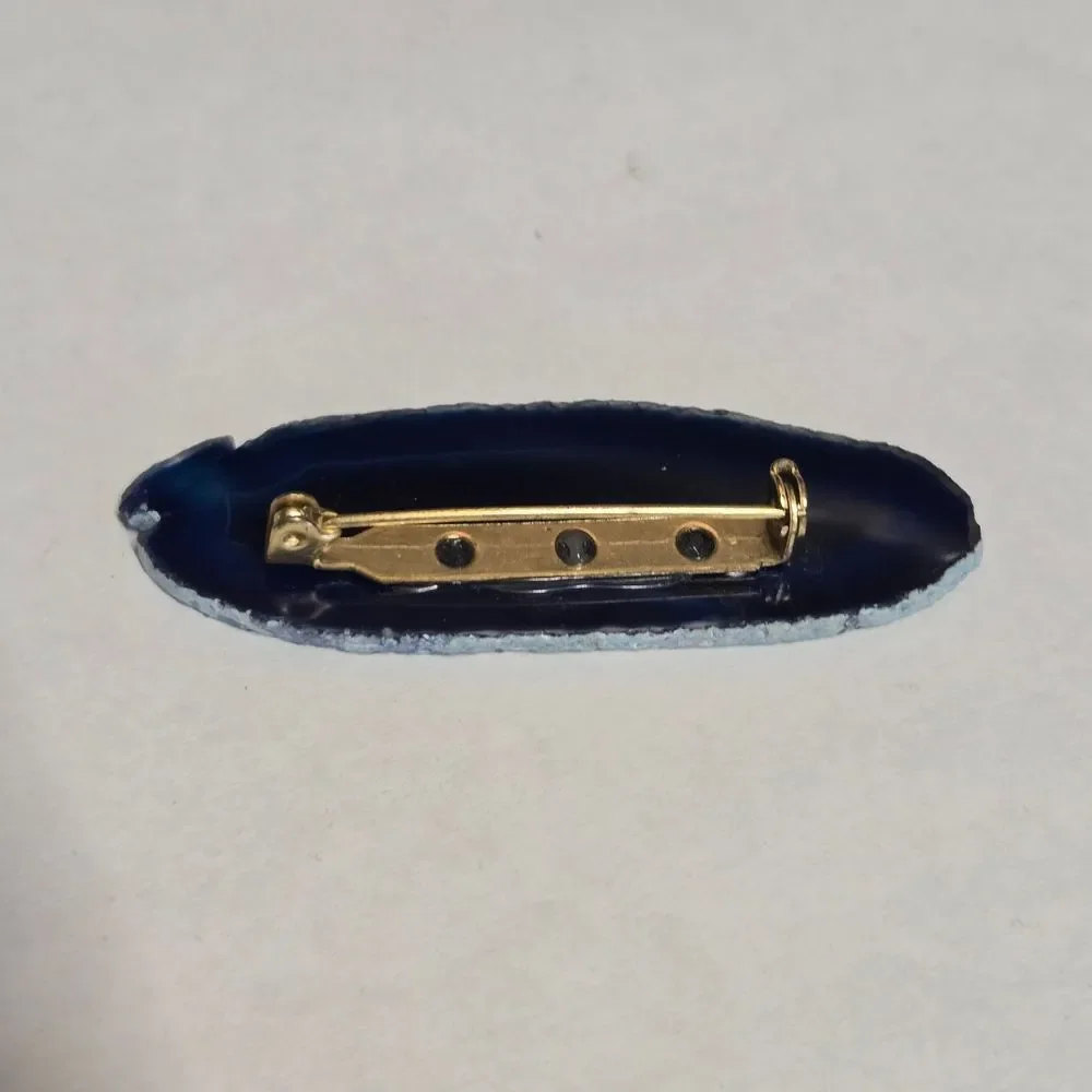 Blue Agate Slice Pin